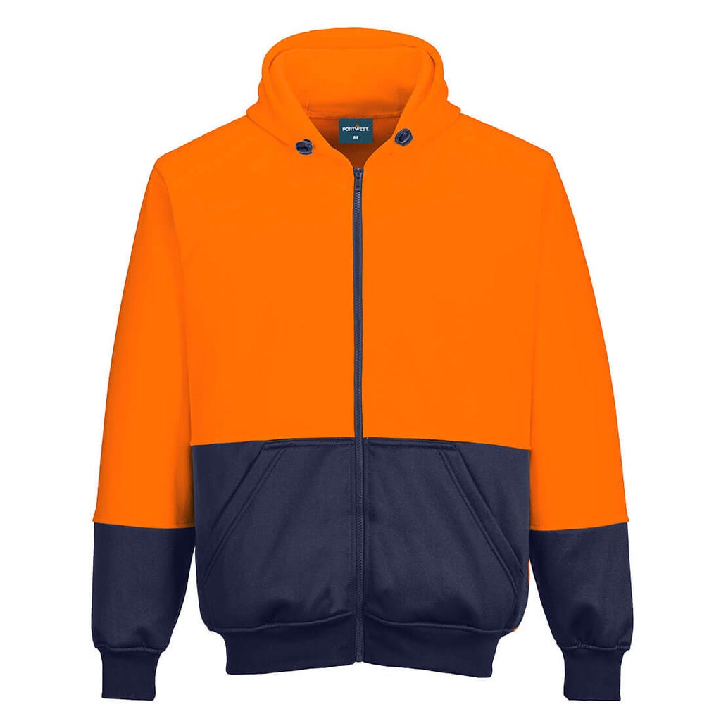 [B327ONRS] Hi-Vis Contrast Zipped Class D Hoodie (Orange/Navy, S)