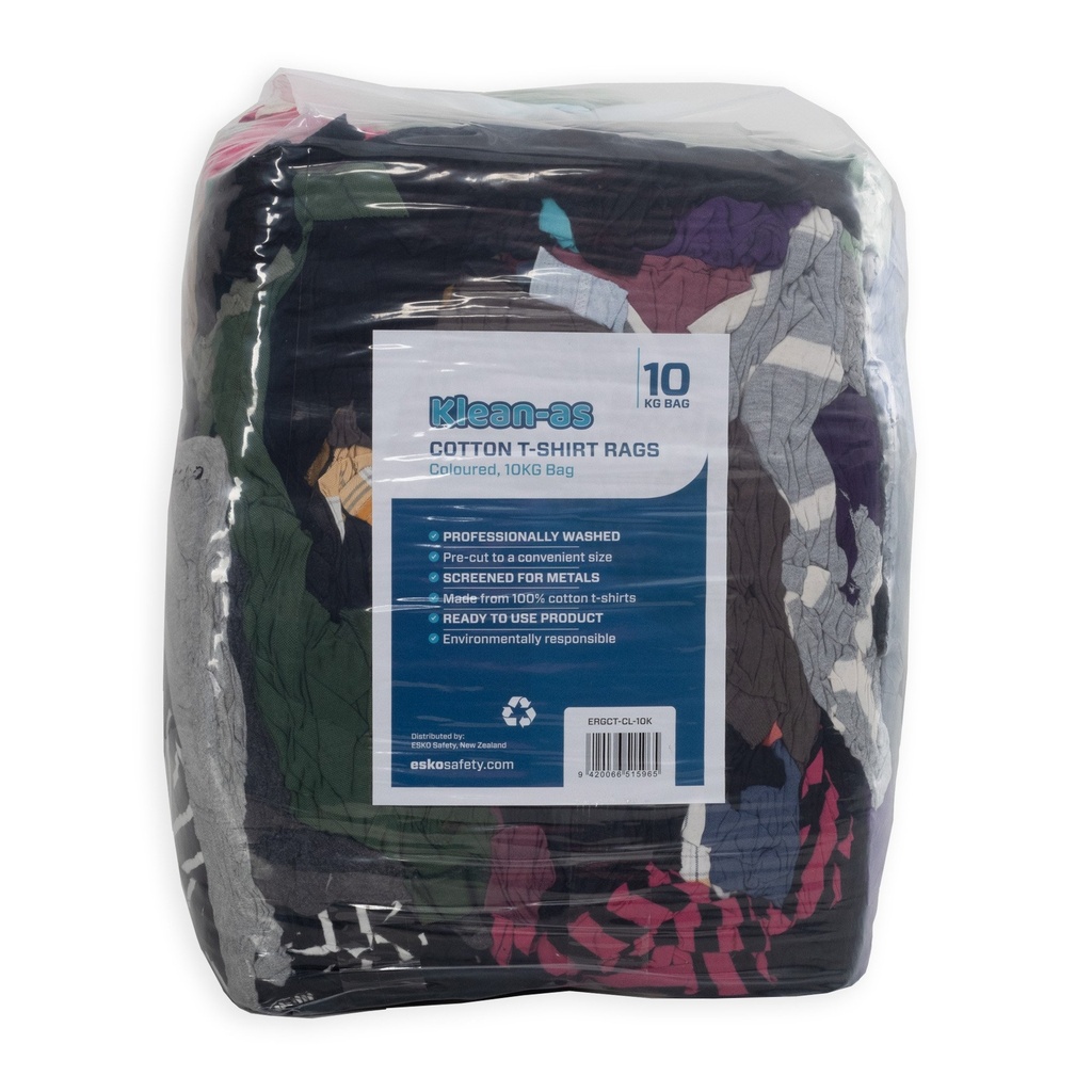 100% Cotton T-Shirt Rags - 10KG Bag