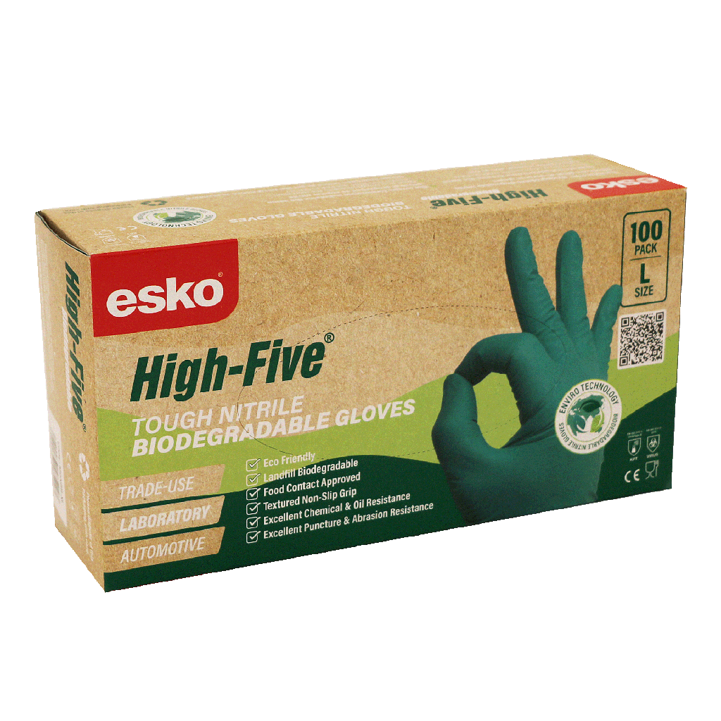 High Five BIODEGRADABLE Nitrile Disposable Glove, , Powder Free, - Box 100