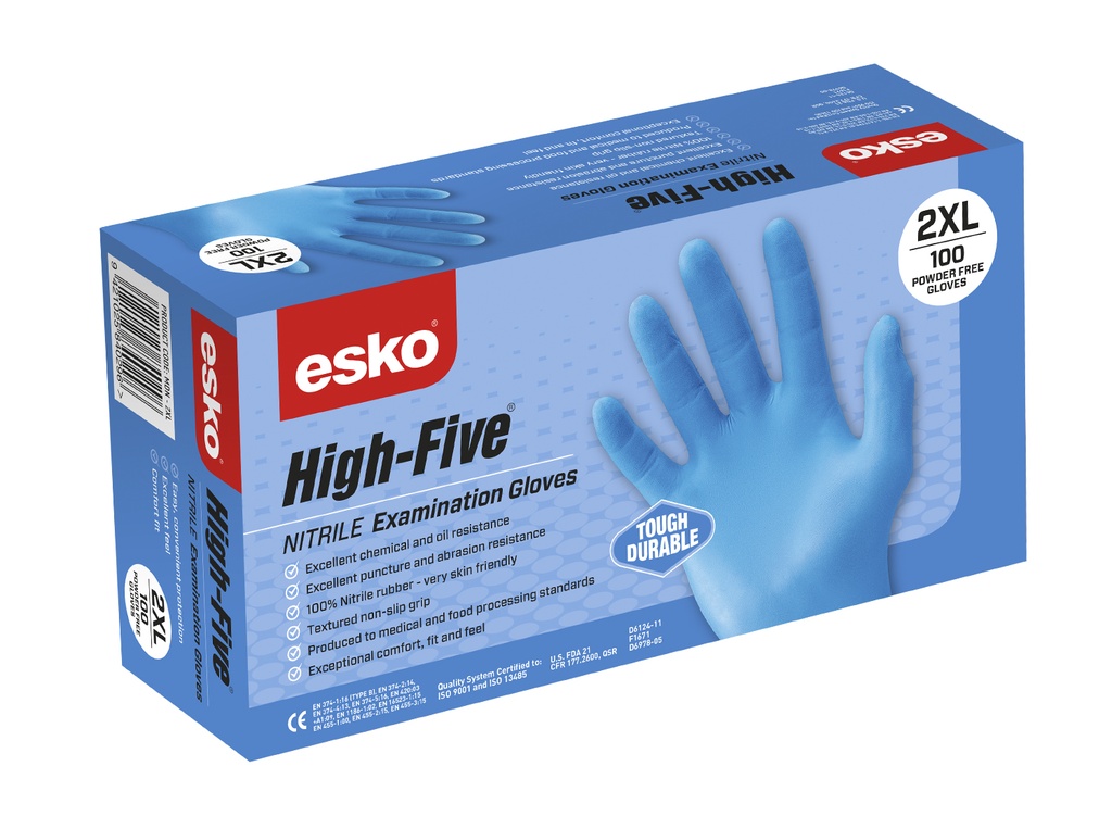 High Five Nitrile Disposable Gloves, Box 100