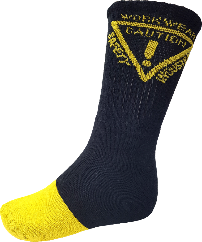 Caution Work Socks - 5 Pack Black --13