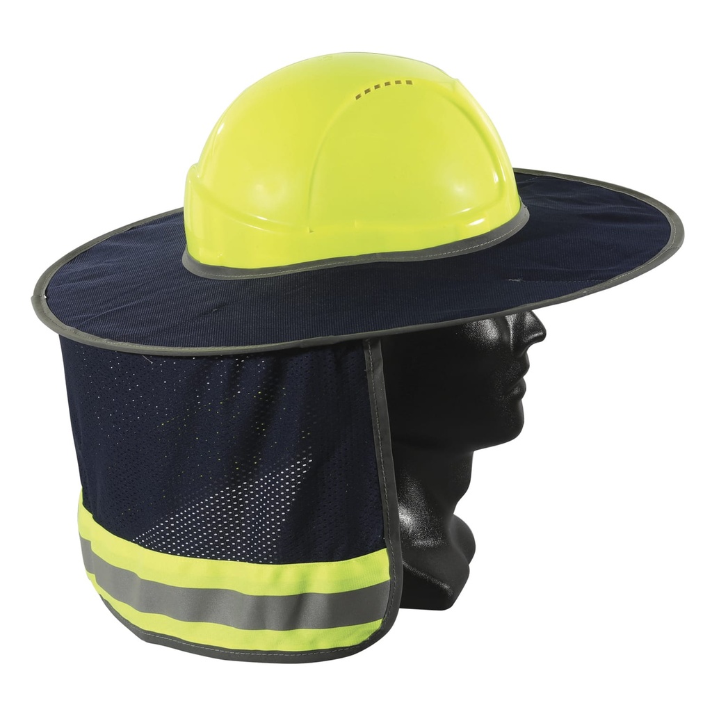[HBSB] Full Brim Hard Hat Sun Shield, , Fluro reflective collar (Blue)
