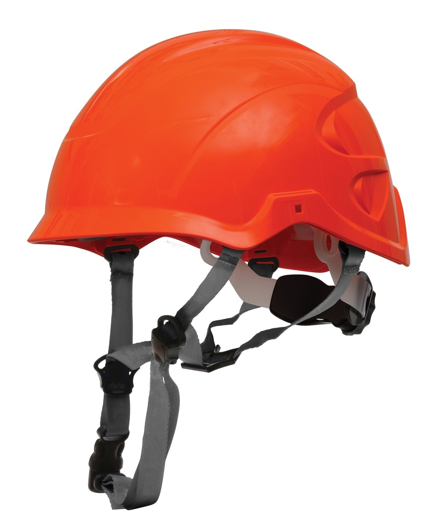 [NCHV-HVO] Nexus HeightMaster HiVis Ratchet Adj Vented Helmet + 4 Point Chin Strap + Impact Liner (Orange)