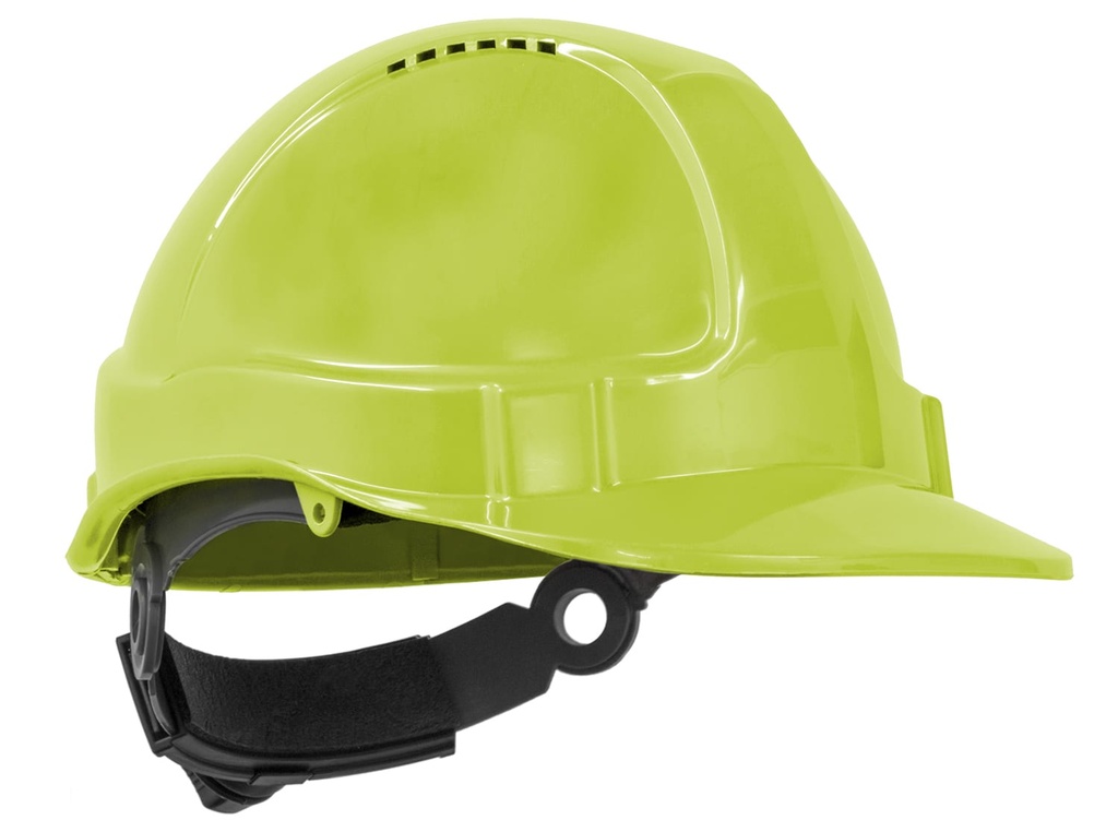 TUFF-NUT Hard Hat, Short Peak, Vented, 6-point Ratchet harness, Neon