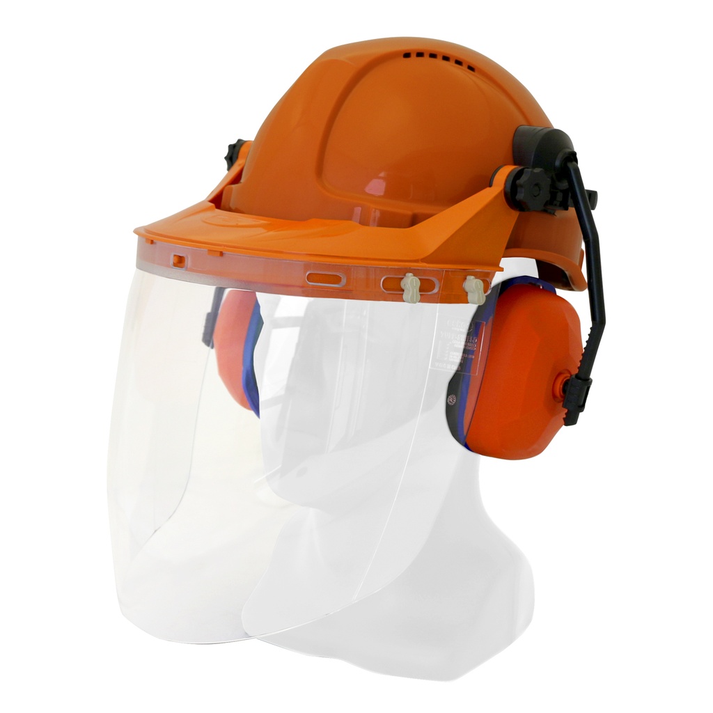 Hard Hat Clear Visor Combo including PINLOCK Hard Hat, Ear Muffs, Browguard attachment, and Clear Visor