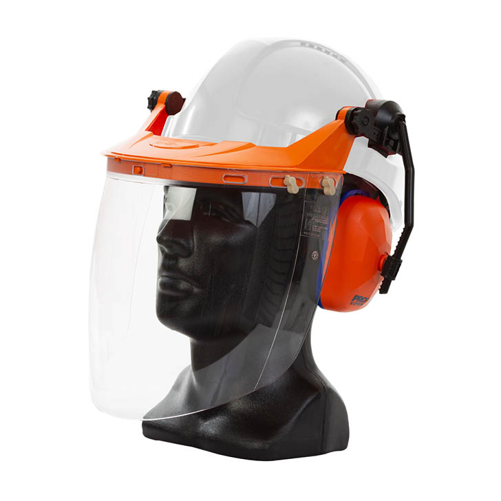 Hard Hat Clear Visor Combo including PINLOCK Hard Hat, Ear Muffs, Browguard attachment, and Clear Visor