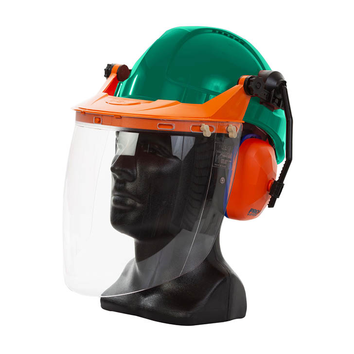 [TN1VC-G] Hard Hat Clear Visor Combo including PINLOCK Hard Hat, Ear Muffs, Browguard attachment, and Clear Visor (Green)