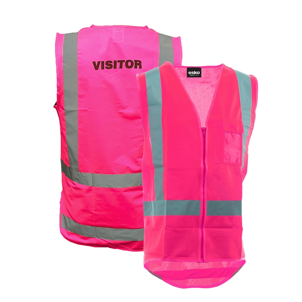 [AVEST307-PK-S] ESKO Visitor Safety Vest - Pack of 5 (Pink, S)