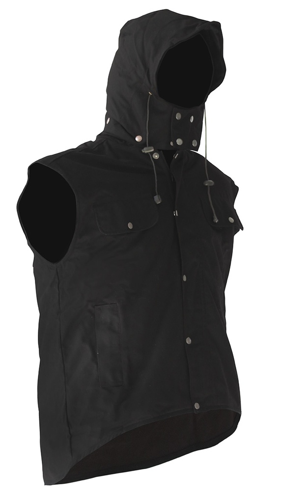 Caution Hooded Oilskin Sleeveless Vest