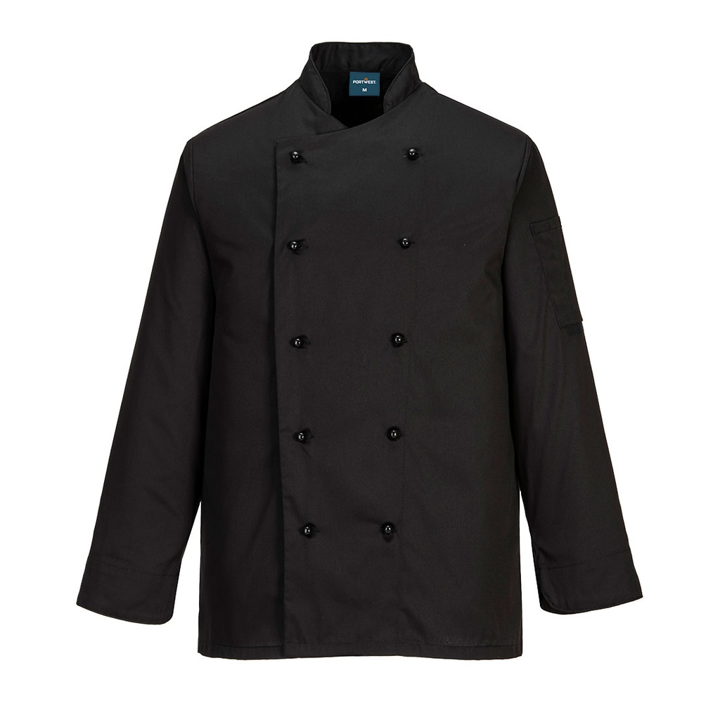 [C834BKRXS] Chef's Somerset Jacket L/S (Black, XS)