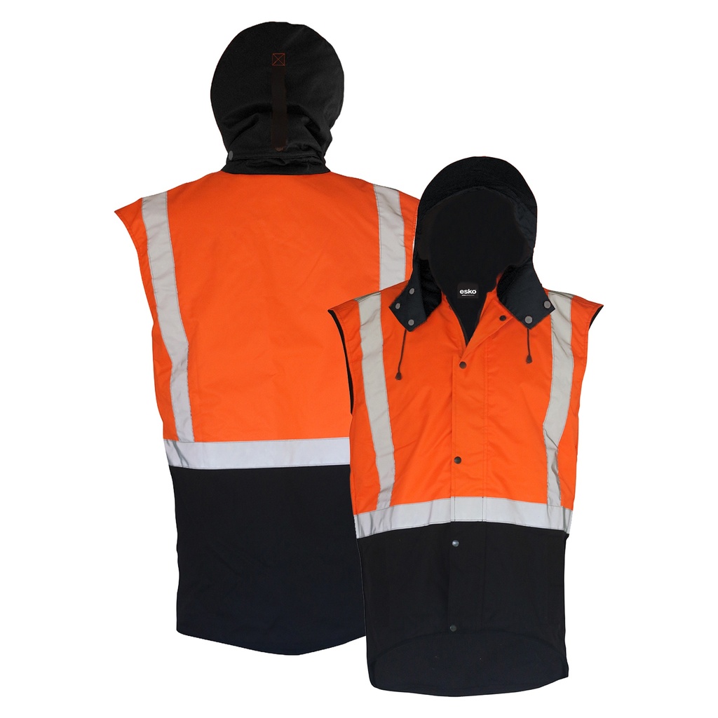 Caution Hooded D/N Oilskin Sleeveless Vest (PCO1349-FLOR/BR)