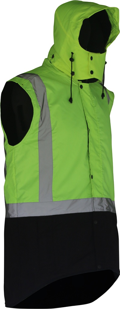 Caution Hooded D/N Oilskin Sleeveless Vest (PCO1349-FLYE/BR)