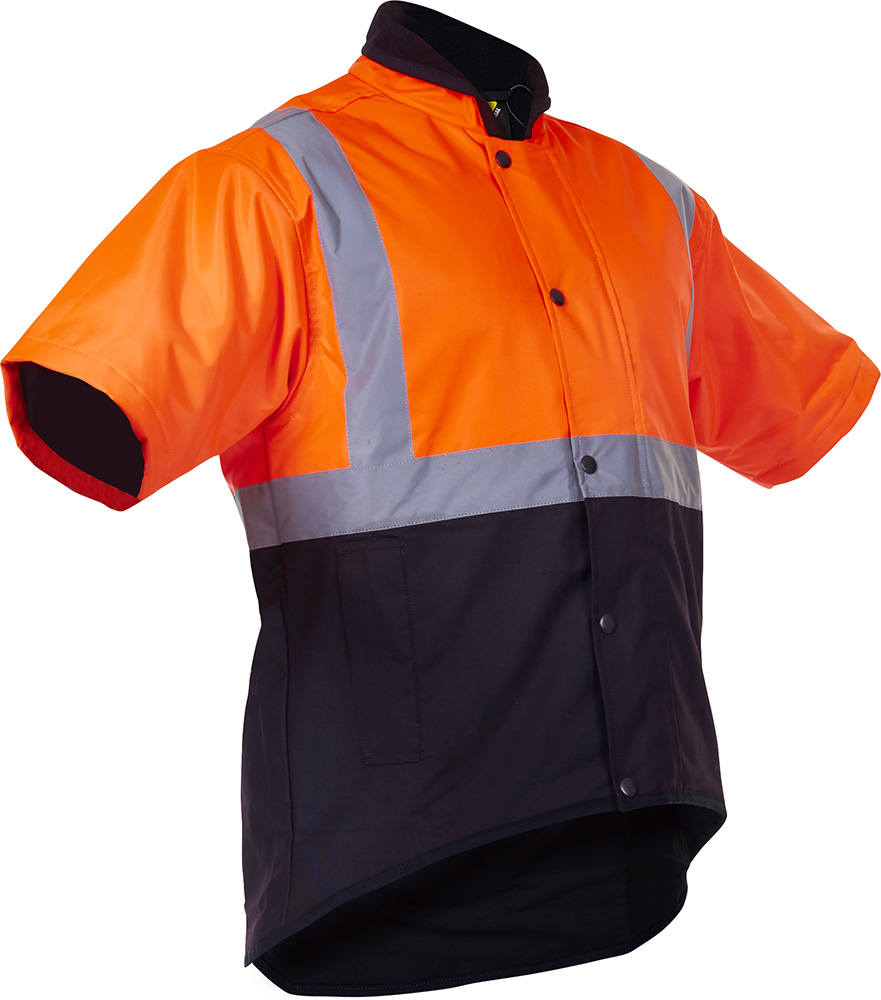 [PCO1350-FLOR/BR-S] Caution D/N Oilskin Short Sleeve Vest (PCO1350-FLOR/BR) (S)