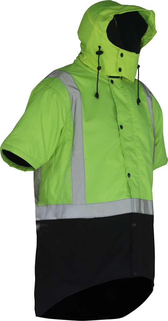 Caution Hooded D/N Oilskin Short Sleeve Vest (PCO1359-FLYE/BR)
