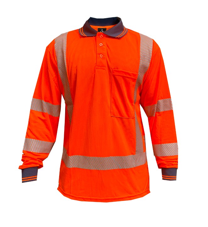 [801179-S] Polo Shirt LS, TTMC, Side Vents, Transfer tape (S)