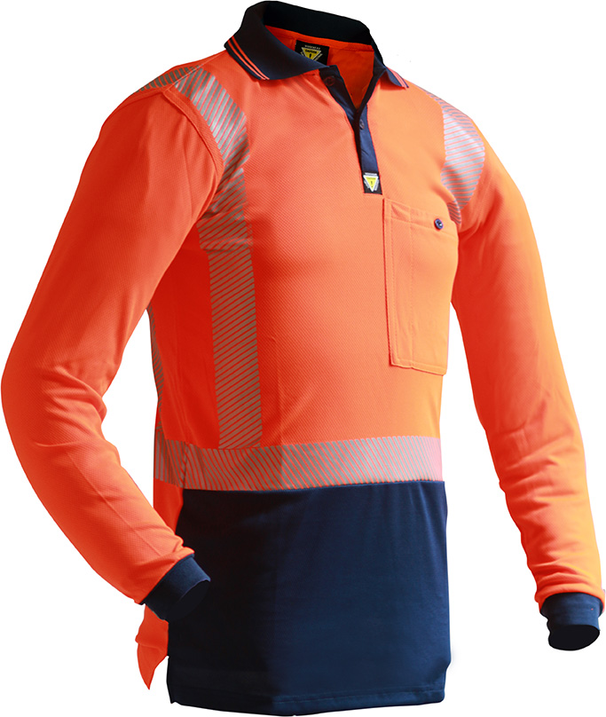 Caution D/N L/S Segmented Tape Micro Fibre Polo