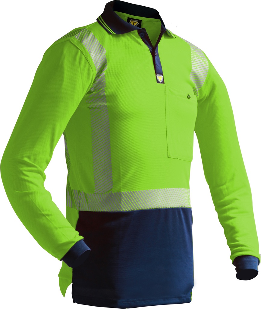 Caution D/N L/S Segmented Tape Micro Fibre Polo