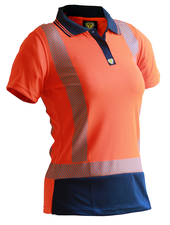 [PCP1234-FLOR/NA-6] Caution D/N Segmented Tape Women's Micro Fibre Pol (Fluro Orange/Navy, 6)
