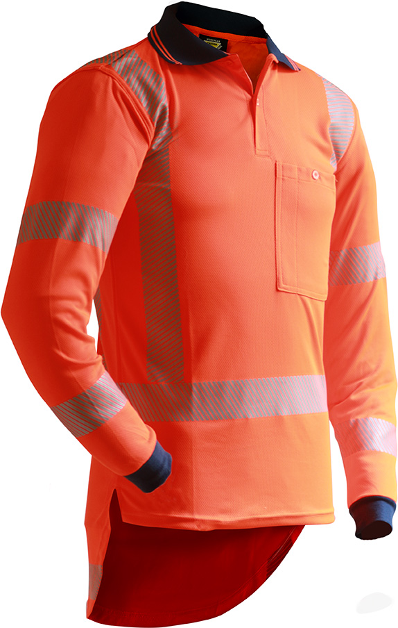 Caution L/S TTMC-W Segmented Tape Micro Fibre Polo