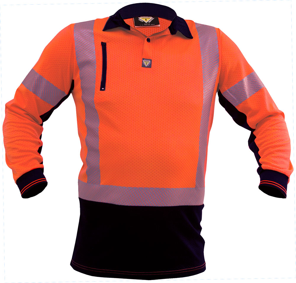 Caution D/N L/S Microvent Polo (PCP1263-FLOR/BK)