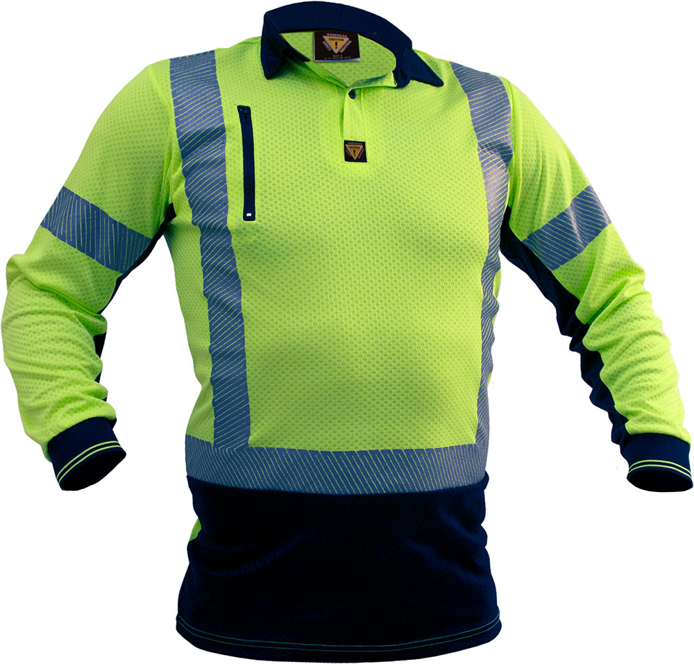 Caution D/N L/S Microvent Polo (PCP1263-FLYE/BK)
