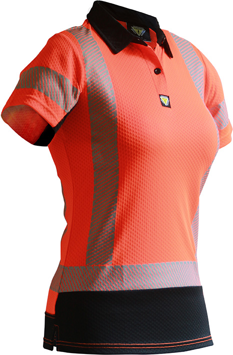 Caution D/N Women's Microvent Polo (PCP1264-FLOR/BK)
