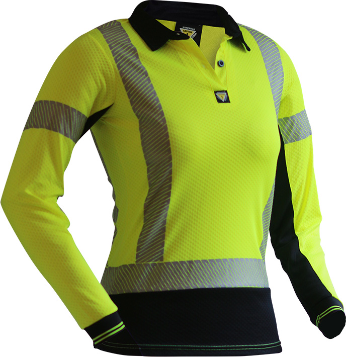 Caution D/N L/S Women's Microvent Polo (PCP1265-FLYE/BK)