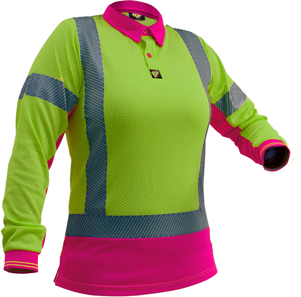 [PCP1265-FLYE/PK-6] Caution D/N L/S Women's Microvent Polo (PCP1265-FLYE/PK) (6)