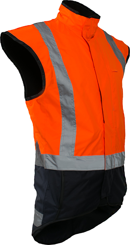[PCR4000-FLOR/NA-XS] Caution Storm Pro D/N Fleece Lined Vest (Fluro Orange/Navy, XS)