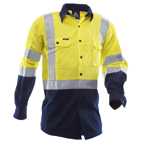 Rip Stop 155gsm Cotton LS Shirt, D N, Blue