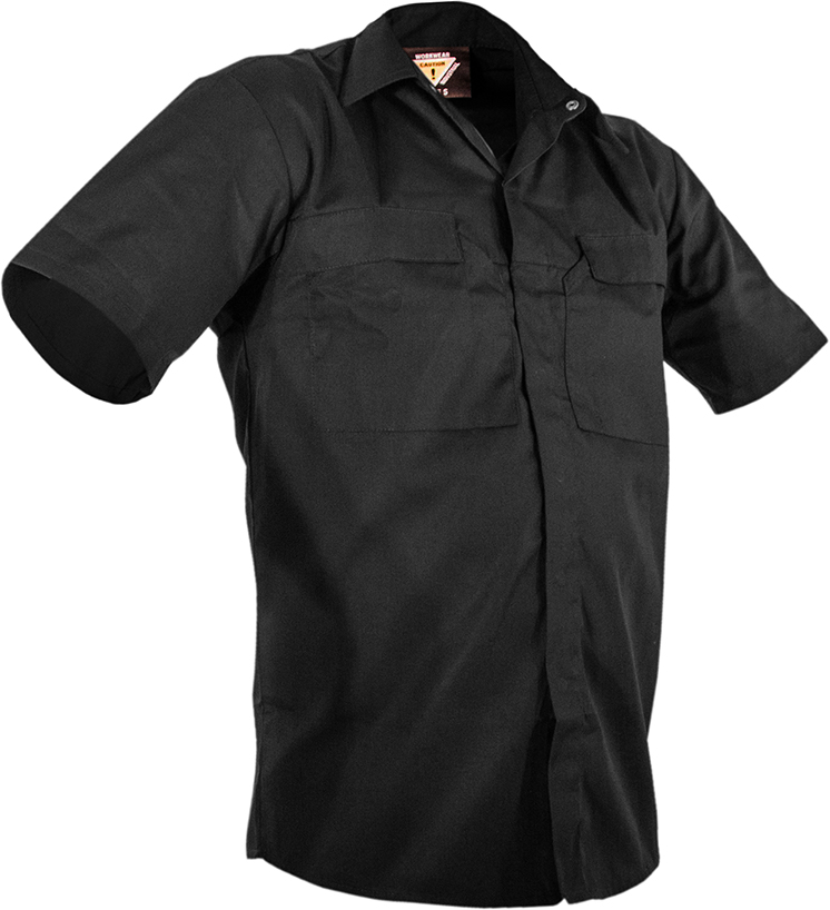 Caution Poly Cotton Short Sleeve Shirt (PCS2000-BK/BK)