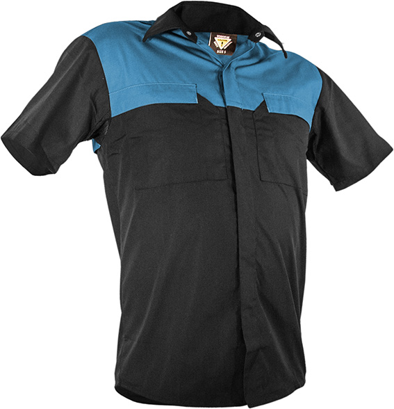 Caution Poly Cotton Short Sleeve Shirt (PCS2000-BK/BU)