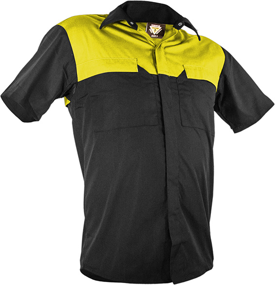 Caution Poly Cotton Short Sleeve Shirt (PCS2000-BK/FLYE)