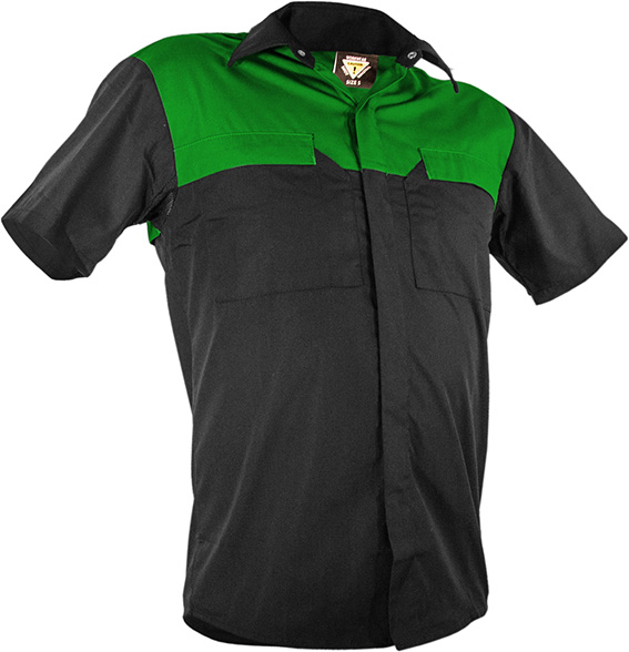 Caution Poly Cotton Short Sleeve Shirt (PCS2000-BK/GN)