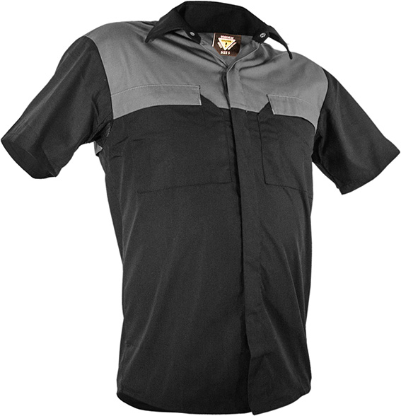 Caution Poly Cotton Short Sleeve Shirt (PCS2000-BK/GY)