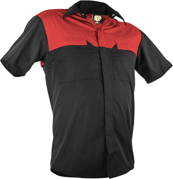 Caution Poly Cotton Short Sleeve Shirt (PCS2000-BK/RD)
