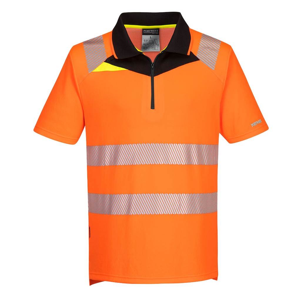 [DX412OBRS] DX4 Hi-Vis Zip Polo Shirt S/S (Orange/Black, S)