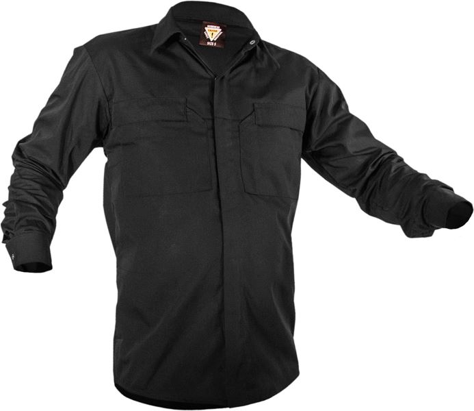 Caution Poly Cotton Long Sleeve Shirt (PCS2010-BK/BK)