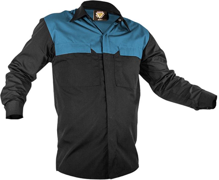 Caution Poly Cotton Long Sleeve Shirt (PCS2010-BK/BU)