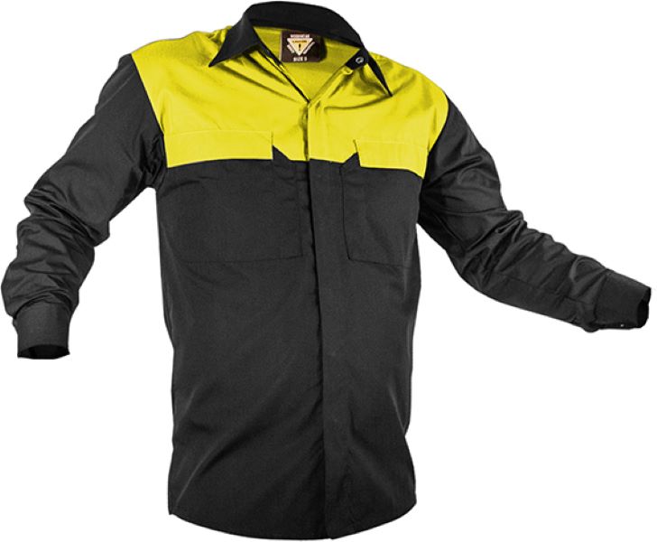 Caution Poly Cotton Long Sleeve Shirt (PCS2010-BK/FLYE)