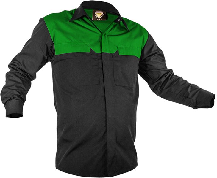 Caution Poly Cotton Long Sleeve Shirt (PCS2010-BK/GN)