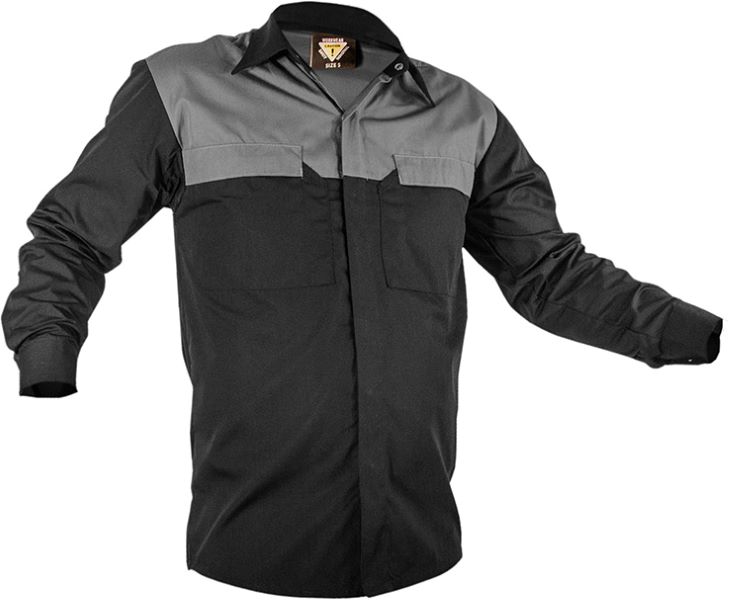 [PCS2010-BK/GY-XS] Caution Poly Cotton Long Sleeve Shirt (PCS2010-BK/GY) (XS)