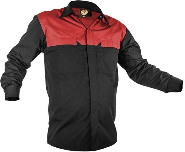 [PCS2010-BK/RD-XS] Caution Poly Cotton Long Sleeve Shirt (PCS2010-BK/RD) (XS)