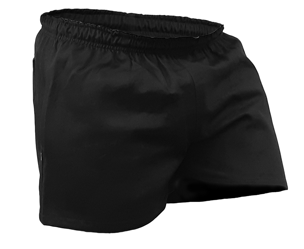 [PCT1590-BK-S] Caution 100% Cotton 3 Pocket Rugby Shorts (Black, S)