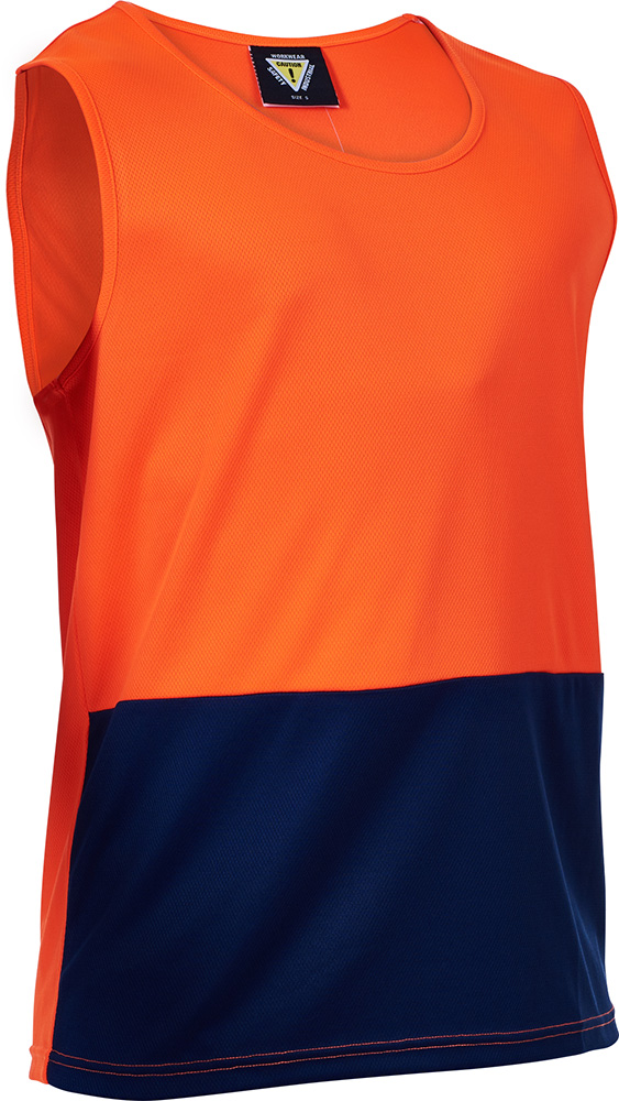 [PCS1410-FLOR/NA-XS] Caution D O Micro Fibre Singlet (Fluro Orange/Navy, XS)