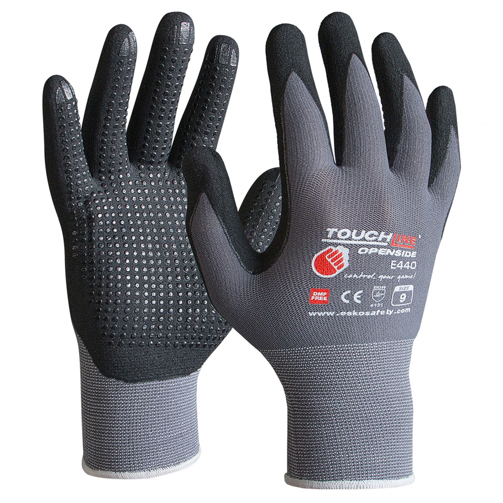 TOUCHLINE -Openside glove with microdots, polyamide spandex with micro nitrile foam coating. Size 10(XL), with Header Card. - Pack of 12