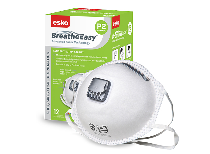 ESKO - P2 Respirator with Valve, Box 12 masks (Green Box)