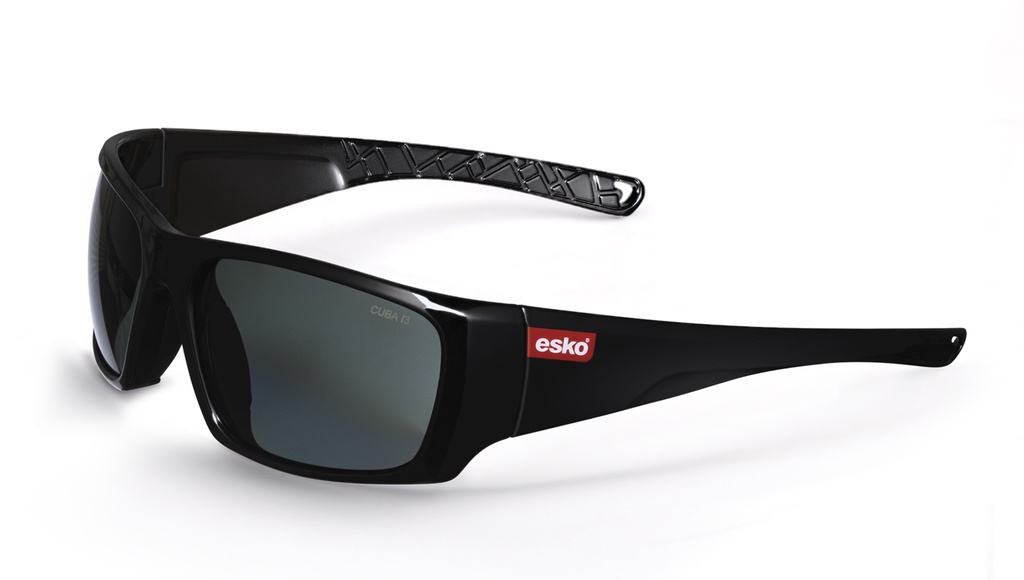 [E7110] CUBA Safety Glasses, Gloss Black Frame, Smoke Lens, AF, AS, AS/NZS Cert - Pack of 10