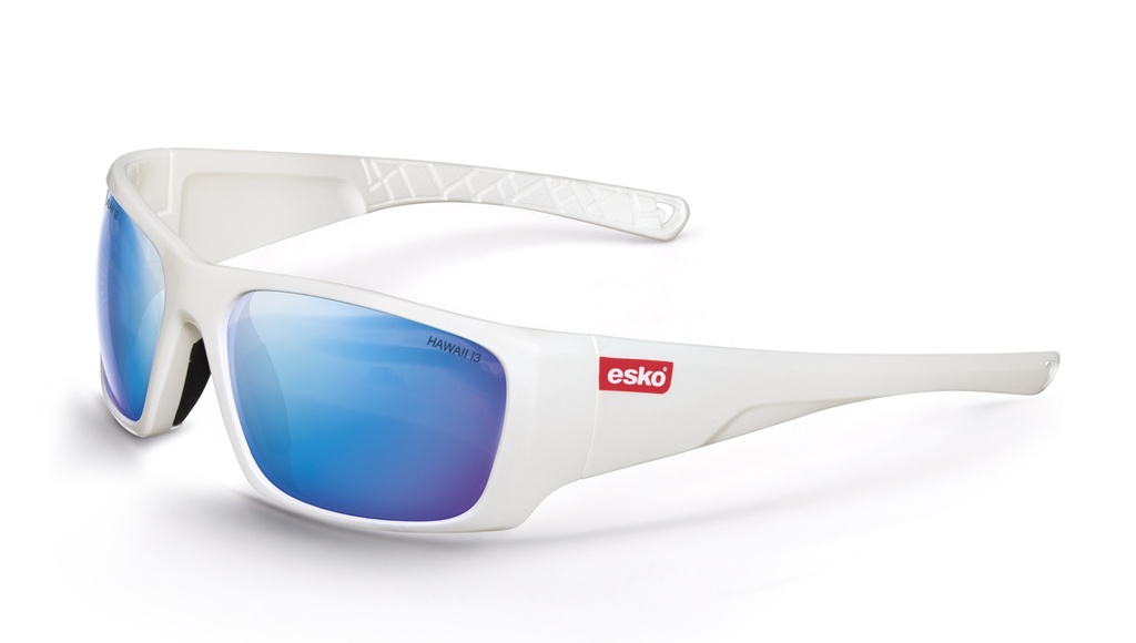 [E7120] HAWAII Safety Glasses, Pearl White Frame, Blue Mirror Lens, AF, AS, AS/NZS Cert - Pack of 10