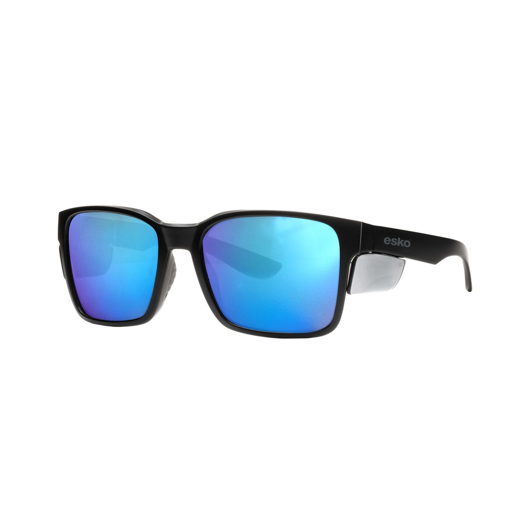 PAPAMOA Matte black frame, revo blue mirror polarised lens with anti-fog, smoke side shields, AS/NZS1337.1:2010. SURF Series - Pack of 10